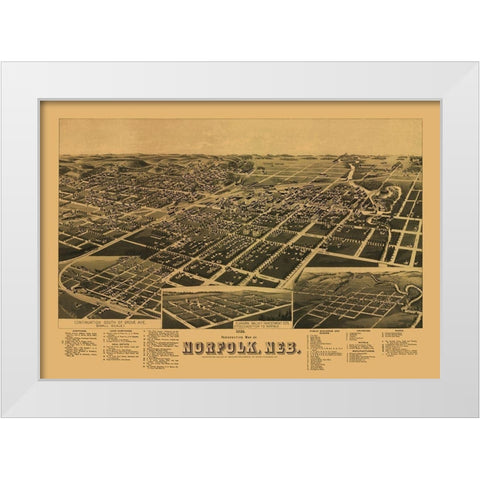 Norfolk Nebraska - American Pub Co 1889 White Modern Wood Framed Art Print by American Pub Co