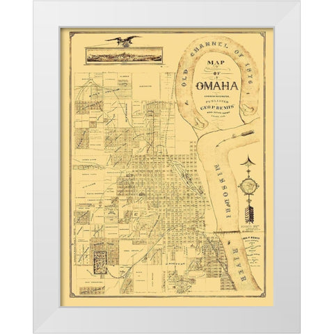 Omaha Nebraska - Bemis 1876 White Modern Wood Framed Art Print by Bemis