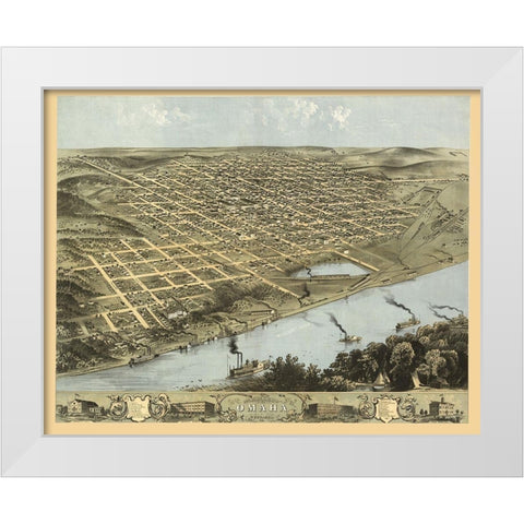 Omaha Nebraska - Ruger 1868 White Modern Wood Framed Art Print by Ruger