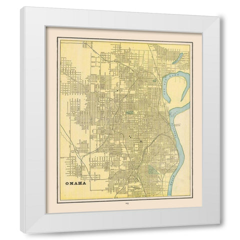Omaha  Nebraska - Cram 1892 White Modern Wood Framed Art Print by Cram