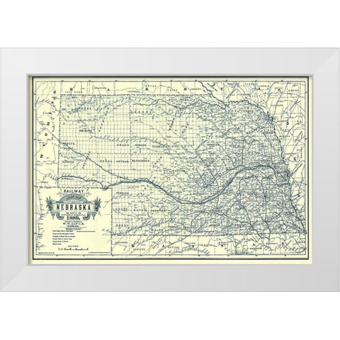 Nebraska Railway - Alt 1889 White Modern Wood Framed Art Print by Alt