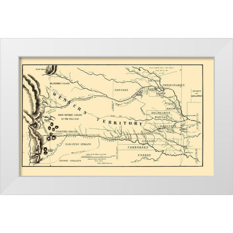 Western Territory Indian Lands - Dodge 1835 White Modern Wood Framed Art Print by Dodge