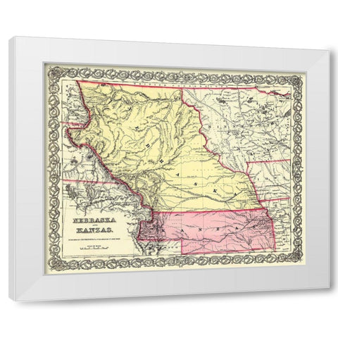 Nebraska - 1855 White Modern Wood Framed Art Print by Colton