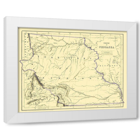 Nebraska Territory - Rogers 1857 White Modern Wood Framed Art Print by Rogers
