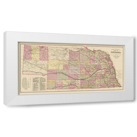 Nebraska - Everts 1885 White Modern Wood Framed Art Print by Everts