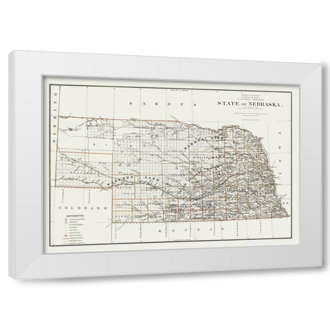 Nebraska - Williamson 1879 White Modern Wood Framed Art Print by Williamson
