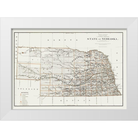 Nebraska - Williamson 1879 White Modern Wood Framed Art Print by Williamson