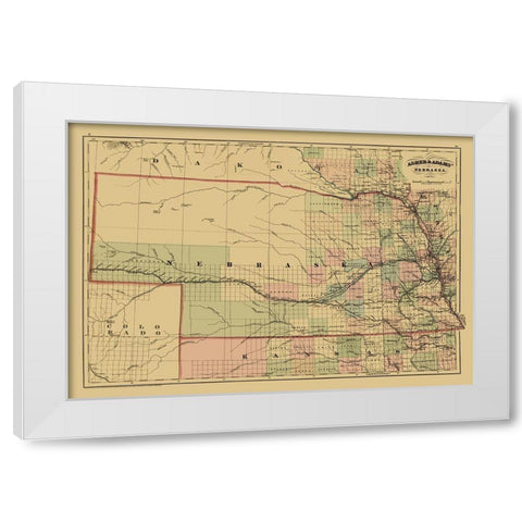 Nebraska - Asher  1874 White Modern Wood Framed Art Print by Asher