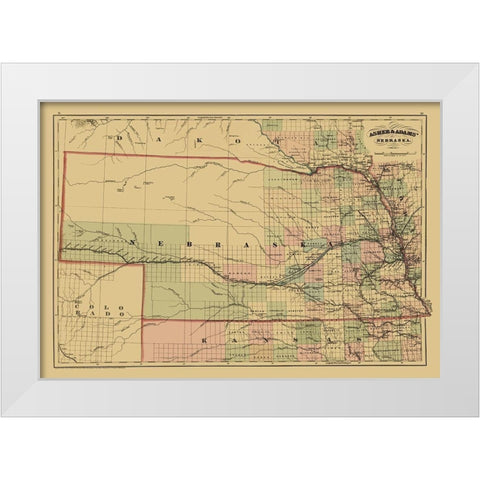 Nebraska - Asher  1874 White Modern Wood Framed Art Print by Asher