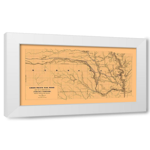 Union Pacific Railroad, Nebraska Territory 1865 White Modern Wood Framed Art Print by Dey