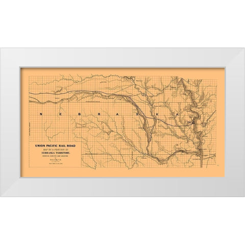 Union Pacific Railroad, Nebraska Territory 1865 White Modern Wood Framed Art Print by Dey