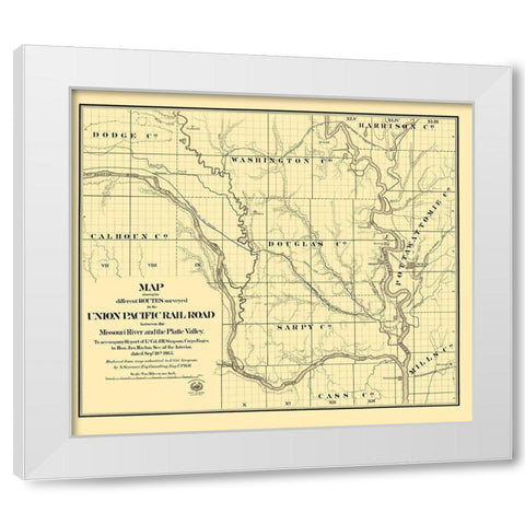 Pacific Railroad, Platte Valley - Seymour 1865 White Modern Wood Framed Art Print by Seymour