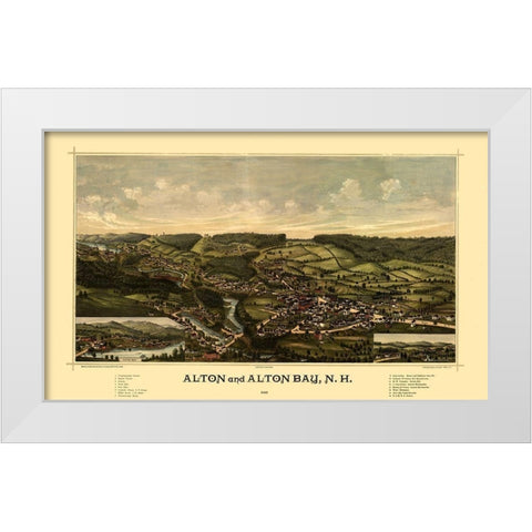 Alton Alton Falls New Hampshire - Norris 1888  White Modern Wood Framed Art Print by Norris