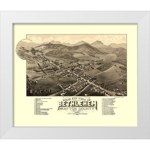 Bethlehem New Hampshire - Norris 1883  White Modern Wood Framed Art Print by Norris