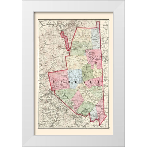 Carroll New Hampshire - Walling 1877 White Modern Wood Framed Art Print by Walling