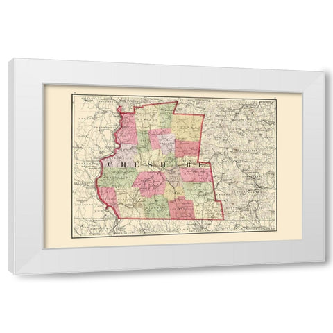 Cheshire New Hampshire - Walling 1877 White Modern Wood Framed Art Print by Walling