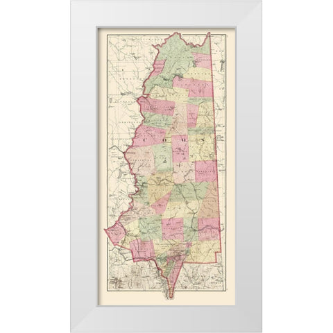 Coos New Hampshire - Walling 1877 White Modern Wood Framed Art Print by Walling