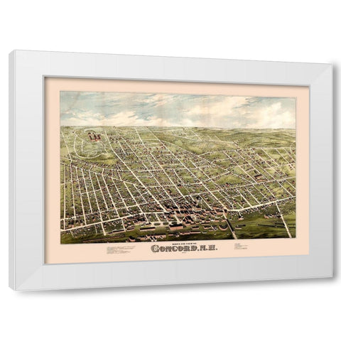 Concord New Hampshire -1875 White Modern Wood Framed Art Print by Unknown