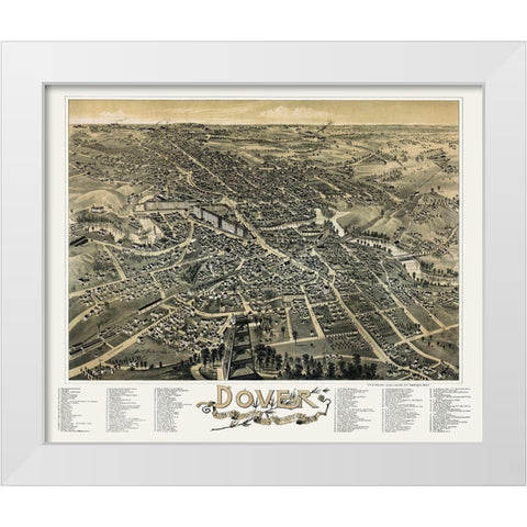 Dover New Hampshire - Poole 1888  White Modern Wood Framed Art Print by Poole