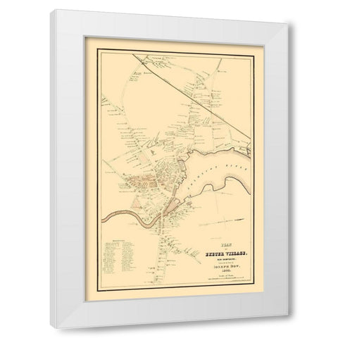 Exeter New Hampshire - Dow 1845  White Modern Wood Framed Art Print by Dow