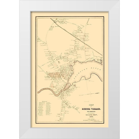 Exeter New Hampshire - Dow 1845  White Modern Wood Framed Art Print by Dow