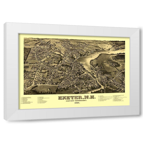 Exeter New Hampshire - Norris 1884  White Modern Wood Framed Art Print by Norris