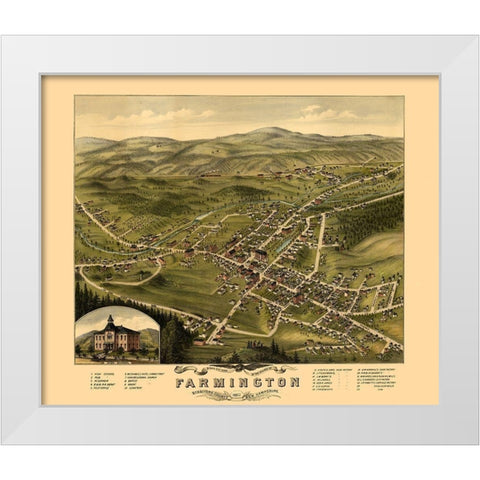 Farmington New Hampshire -1877 White Modern Wood Framed Art Print by Unknown
