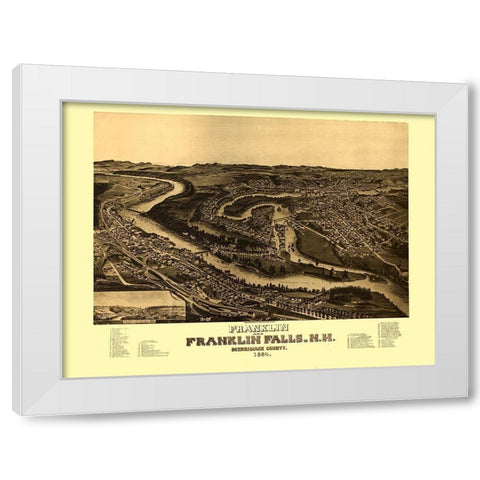 Franklin Falls New Hampshire - Norris 1884  White Modern Wood Framed Art Print by Norris