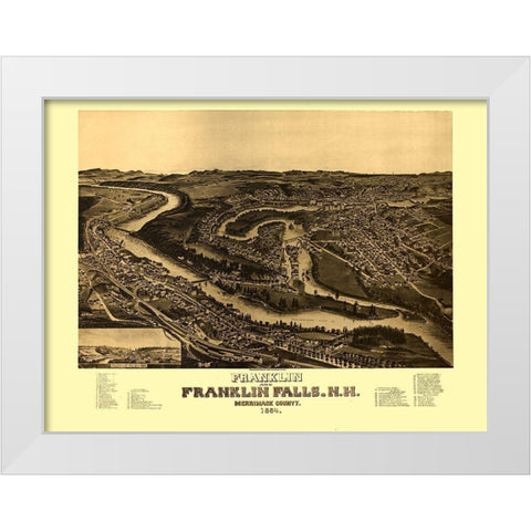 Franklin Falls New Hampshire - Norris 1884  White Modern Wood Framed Art Print by Norris