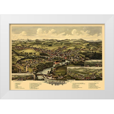 Henniker New Hampshire - Norris 1889  White Modern Wood Framed Art Print by Norris