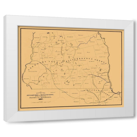 New Hampshire Massachusetts -1847 White Modern Wood Framed Art Print by Unknown