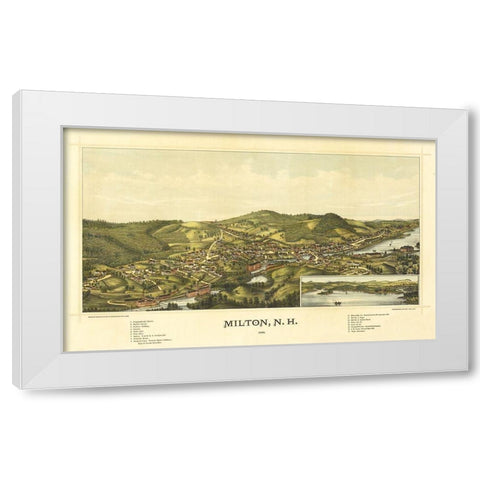 Milton New Hampshire - Norris 1888  White Modern Wood Framed Art Print by Norris