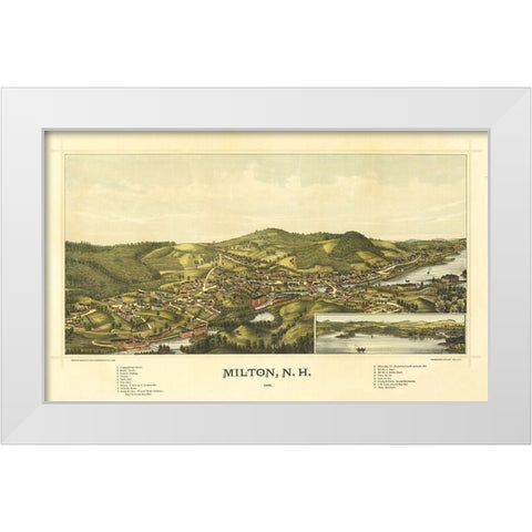 Milton New Hampshire - Norris 1888  White Modern Wood Framed Art Print by Norris
