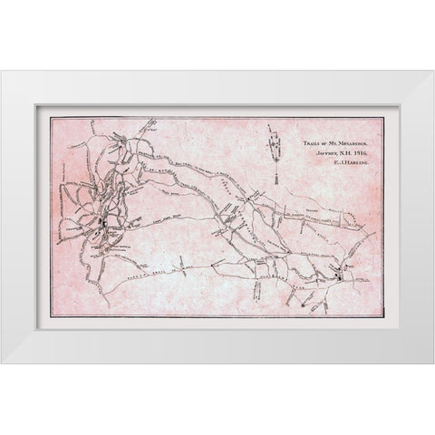 Monadnock New Hampshire - Harling 1916  White Modern Wood Framed Art Print by Harling