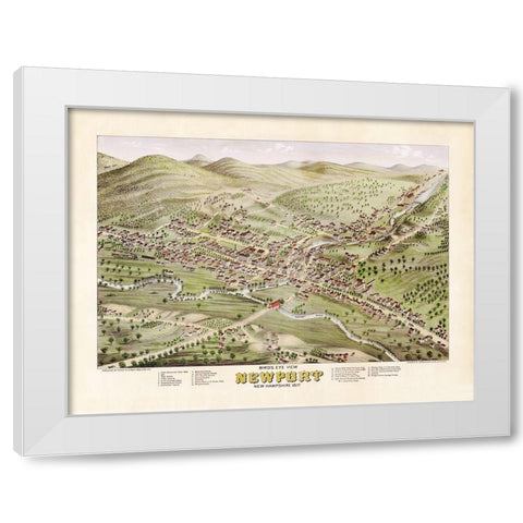 Newport New Hampshire - Stoner 1877  White Modern Wood Framed Art Print by Stoner