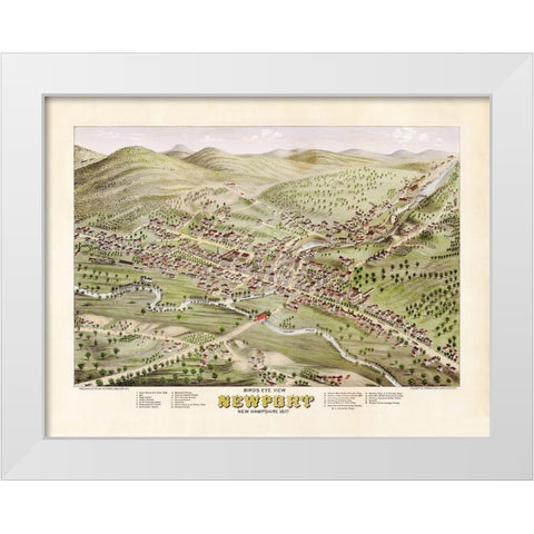 Newport New Hampshire - Stoner 1877  White Modern Wood Framed Art Print by Stoner