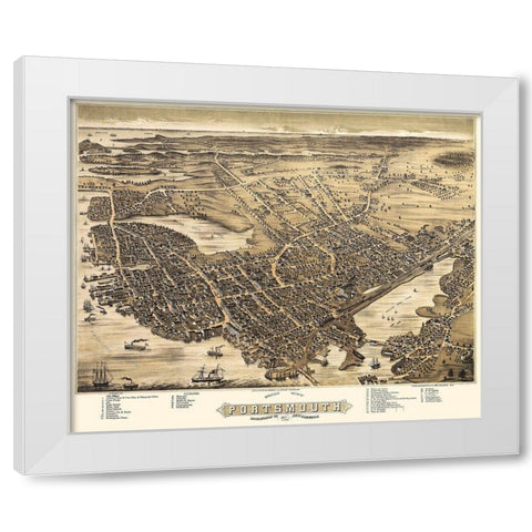Portsmouth New Hampshire - Bremner 1877 White Modern Wood Framed Art Print by Bremner