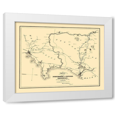 Portsmouth and Concord Railroad - Carter 1845 White Modern Wood Framed Art Print by Carter