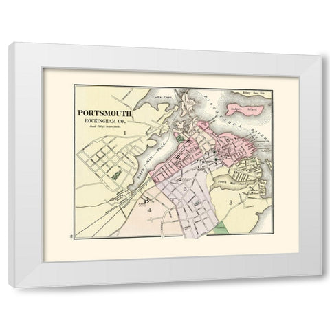 Portsmouth New Hampshire - Comstock 1877 White Modern Wood Framed Art Print by Comstock