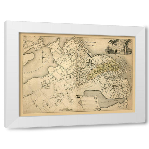 Portsmouth New Hampshire - Halen 1813  White Modern Wood Framed Art Print by Halen