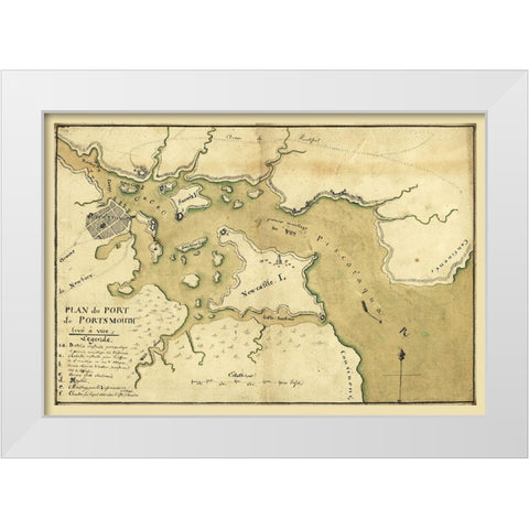 Portsmouth New Hampshire -1782 White Modern Wood Framed Art Print by Unknown