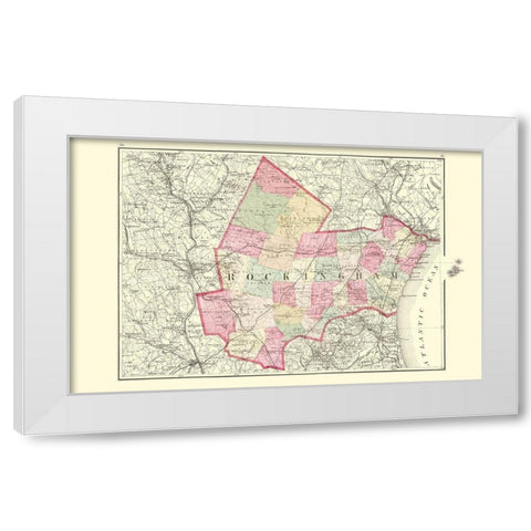 Rockingham New Hampshire - Walling 1877 White Modern Wood Framed Art Print by Walling
