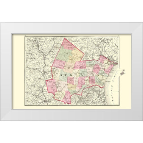 Rockingham New Hampshire - Walling 1877 White Modern Wood Framed Art Print by Walling