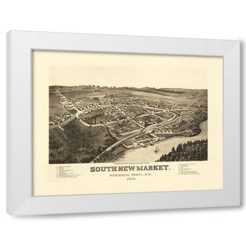 South Newmarket New Hampshire - Norris 1884  White Modern Wood Framed Art Print by Norris