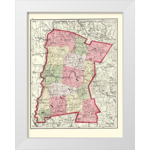 Sullivan New Hampshire - Walling 1877 White Modern Wood Framed Art Print by Walling