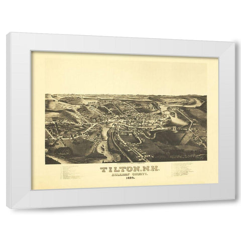 Tilton New Hampshire - Norris 1884  White Modern Wood Framed Art Print by Norris