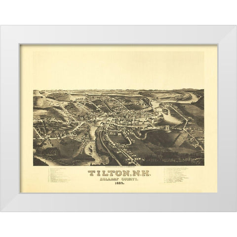 Tilton New Hampshire - Norris 1884  White Modern Wood Framed Art Print by Norris