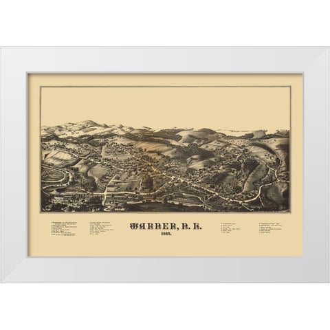 Warner New Hampshire -1887 White Modern Wood Framed Art Print by Unknown