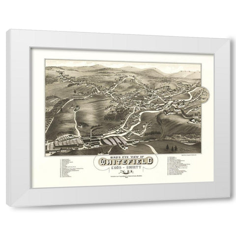 Whitefield New Hampshire - Norris 1883  White Modern Wood Framed Art Print by Norris