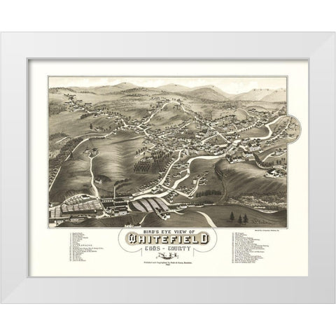 Whitefield New Hampshire - Norris 1883  White Modern Wood Framed Art Print by Norris